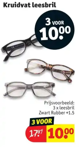 Kruidvat 3 x leesbril Zwart Rubber +1.5 aanbieding
