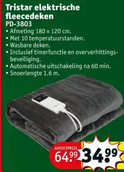 Kruidvat Tristar elektrische fleecedeken aanbieding