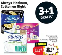 Kruidvat 4 x verband Platinum 3 Night Wings 8 stuks aanbieding