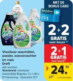 Carrefour Market Vloeibaar wasmiddel, poeder, wasverzachter en caps Dreft aanbieding