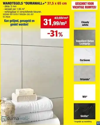 Hubo Wandtegels Dumawall+ aanbieding