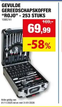 Hubo GEVULDЕ GEREEDSCHAPSKOFFER ROJO - 253 STUKS aanbieding