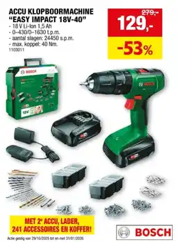 Hubo ACCU KLOPBOORMACHINE EASY IMPACT 18V-40 aanbieding