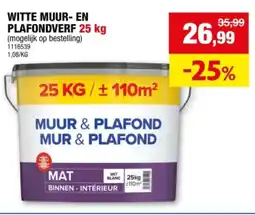 Hubo WITTE MUUR-EN PLAFONDVERF 25 kg aanbieding