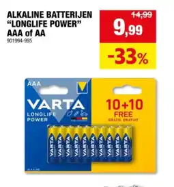 Hubo ALKALINE BATTERIJEN “LONGLIFE POWER AAA of AA aanbieding