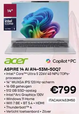CompuDeals Acer Aspire 14 AI A14-53M-50Q7 aanbieding