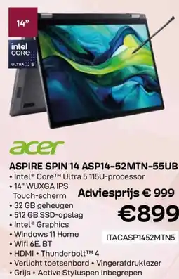 CompuDeals Acer Aspire Spin 14 ASP14-52MTN-55UB aanbieding