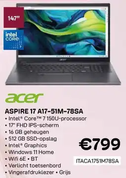 CompuDeals Acer Aspire 17 A17-51M-78SA aanbieding
