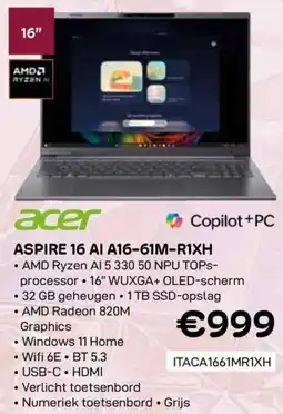 CompuDeals Acer Aspire 16 AI A16-61M-R1XH aanbieding