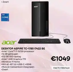 CompuDeals Acer Desktop Aspire TC-1785 17422 BE aanbieding