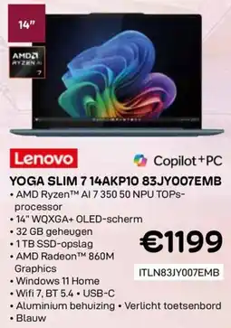 CompuDeals Lenovo Yoga Slim 7 14AKP10 83JY007EMB aanbieding