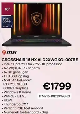 CompuDeals msi Crosshair 16 HX AI D2XWGKG-007BE aanbieding