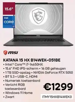 CompuDeals msi Katana 15 HX B14WEK-051BE aanbieding