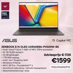 CompuDeals ASUS Zenbook S 14 OLED UX5406SA-PV029W-BE aanbieding
