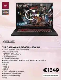 CompuDeals ASUS TUF Gaming A18 FA808UH-S8013W aanbieding