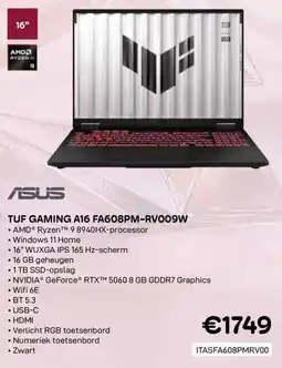 CompuDeals ASUS TUF Gaming A16 FA608PM-RV009W aanbieding