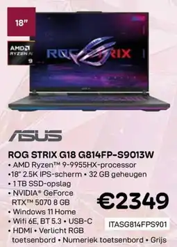 CompuDeals ASUS Rog Strix G18 G814FP-S9013W aanbieding