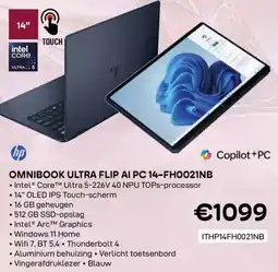 CompuDeals hp Omnibook Ultra Flip AI PC 14-FH0021NB aanbieding