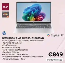 CompuDeals hp Omnibook 3 NG AI PC 15-FN0025NB aanbieding