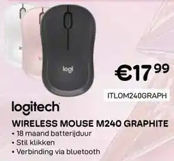 CompuDeals Logitech wireless mouse M240 graphite aanbieding
