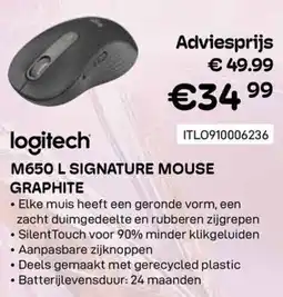 CompuDeals Logitech M650 L signature mouse graphite aanbieding