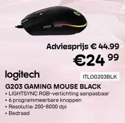 CompuDeals Logitech G203 gaming mouse black aanbieding
