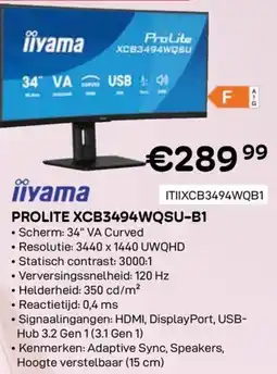 CompuDeals iiyama Prolite XCB3494WQSU-B1 aanbieding