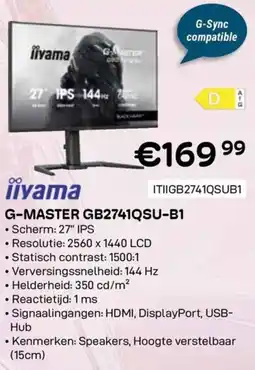 CompuDeals iiyama G-Master GB2741QSU-B1 aanbieding