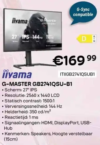 CompuDeals iiyama G-Master GB2741QSU-B1 aanbieding