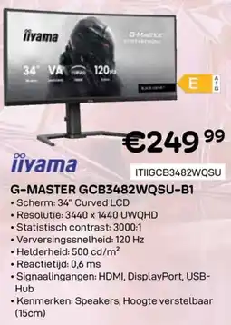 CompuDeals iiyama G-Master GCB3482WQSU-B1 aanbieding