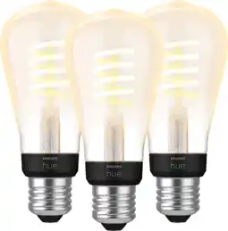 Coolblue Philips Hue Filamentlamp White Ambiance Edison E27 3-pack aanbieding