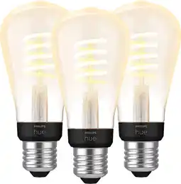 Coolblue Philips Hue Filamentlamp White Ambiance Edison E27 3-pack aanbieding