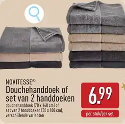 ALDI Novitesse douchehanddoek of set van 2 handdoeken aanbieding