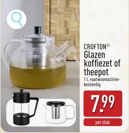 ALDI Crofton glazen koffiezet of theepot aanbieding