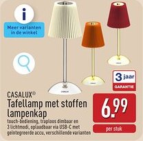 ALDI Casalux Tafellamp met stoffen lampenkap aanbieding