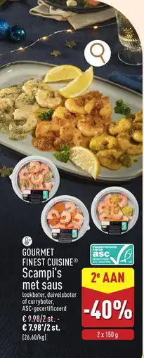 ALDI Gourmet finest cuisine scampi's met saus aanbieding