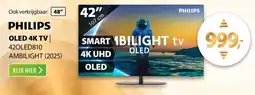 Expert Philips OLED 4K TV 42OLED810 ambilight 2025 aanbieding