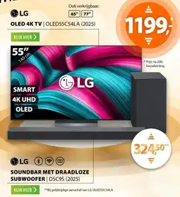 Expert LG OLED 4K TV | OLED55C54LA (2025)+ Soundbar met draadloze subwoofer | DSC9S (2025) aanbieding