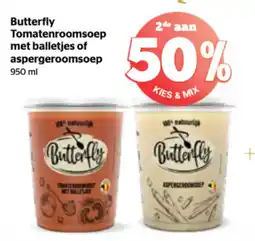 Spar Butterfly Tomatenroomsoep met balletjes of aspergeroomsoep aanbieding