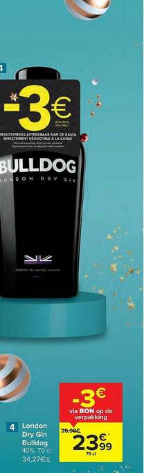 Carrefour London Dry Gin Bulldog aanbieding
