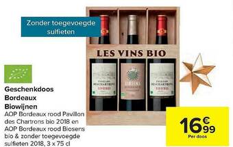 Carrefour Geschenkdoos Bordeaux Biowijnen aanbieding
