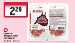 Delhaize Gerookte, drooggezouten spekreepjes aanbieding