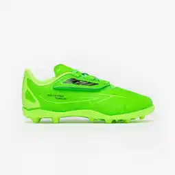 Decathlon Voetbalschoenen met klittenband voor kinderen 160 Easy MG fluogroen aanbieding