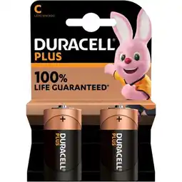 Decathlon Duracell - batterij Plus 100% extra life MN1400 LR14 C BP2 aanbieding