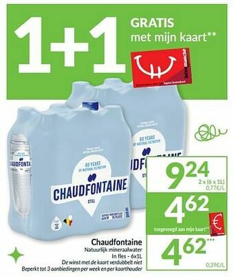 Intermarché Chaudfontaine natuurlijk mineraalwater aanbieding