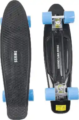 Decathlon Vinyl Cruiser Skateboard Retro - zwart/blauw aanbieding