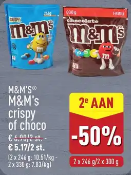 ALDI M&M's crispy of choco aanbieding