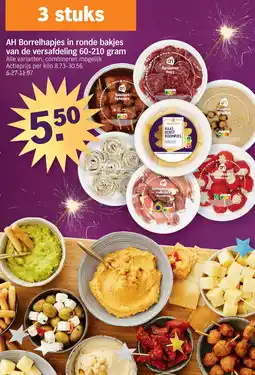 Albert Heijn AH Borrelhapjes in ronde bakjes van de versafdeling aanbieding