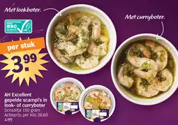 Albert Heijn AH Excellent gepelde scampi's in look- of curryboter aanbieding