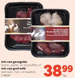 Spar trio van grof wild everzwijn-, hert- en haasfilet aanbieding